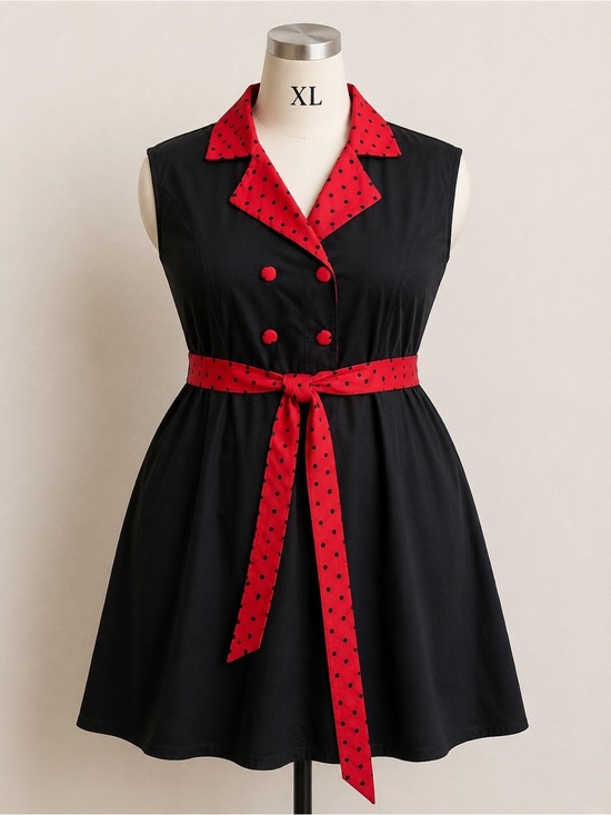 SHEIN Dresses & Skirts - SHEIN Black Dress with Red Polka Dot Trim